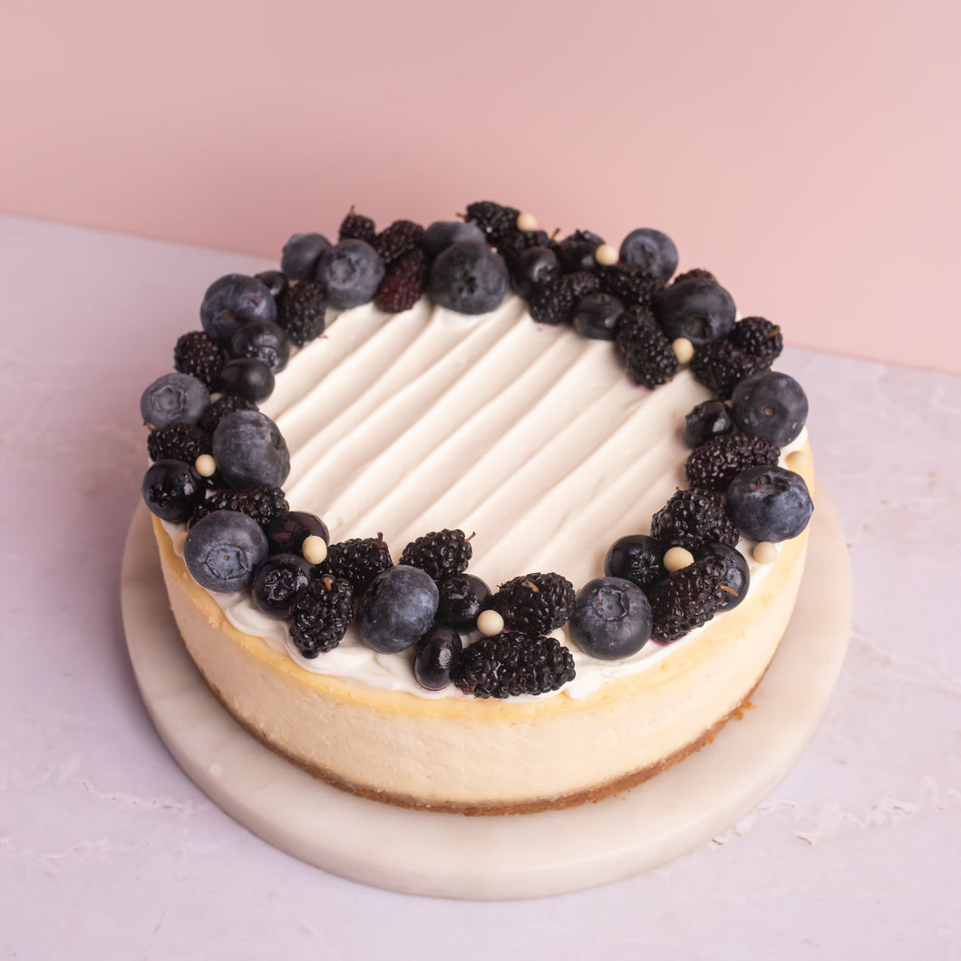 Baked NY Cheesecake with Blueberries - Brownsalt Bakery