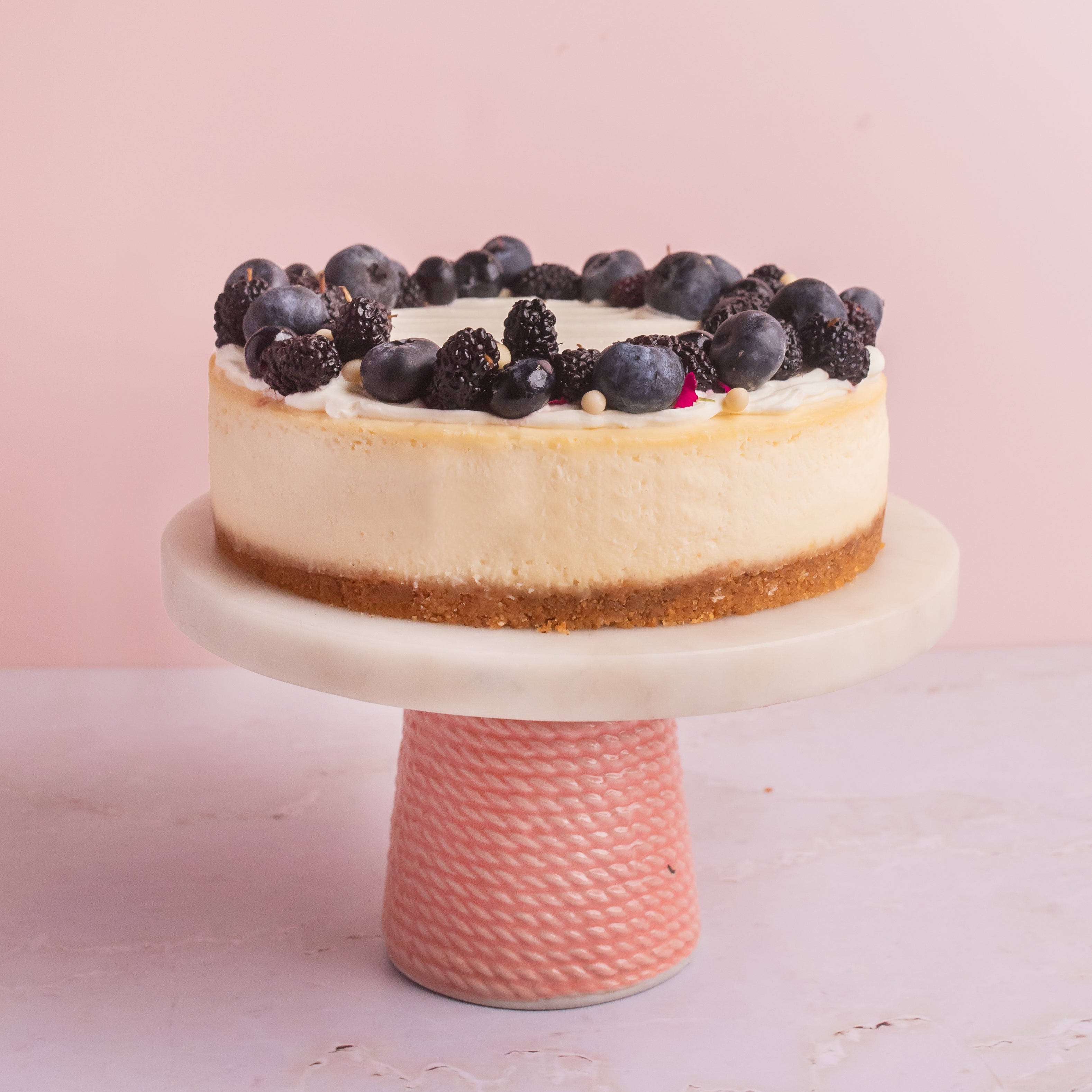 Baked NY Cheesecake with Blueberries - Brownsalt Bakery