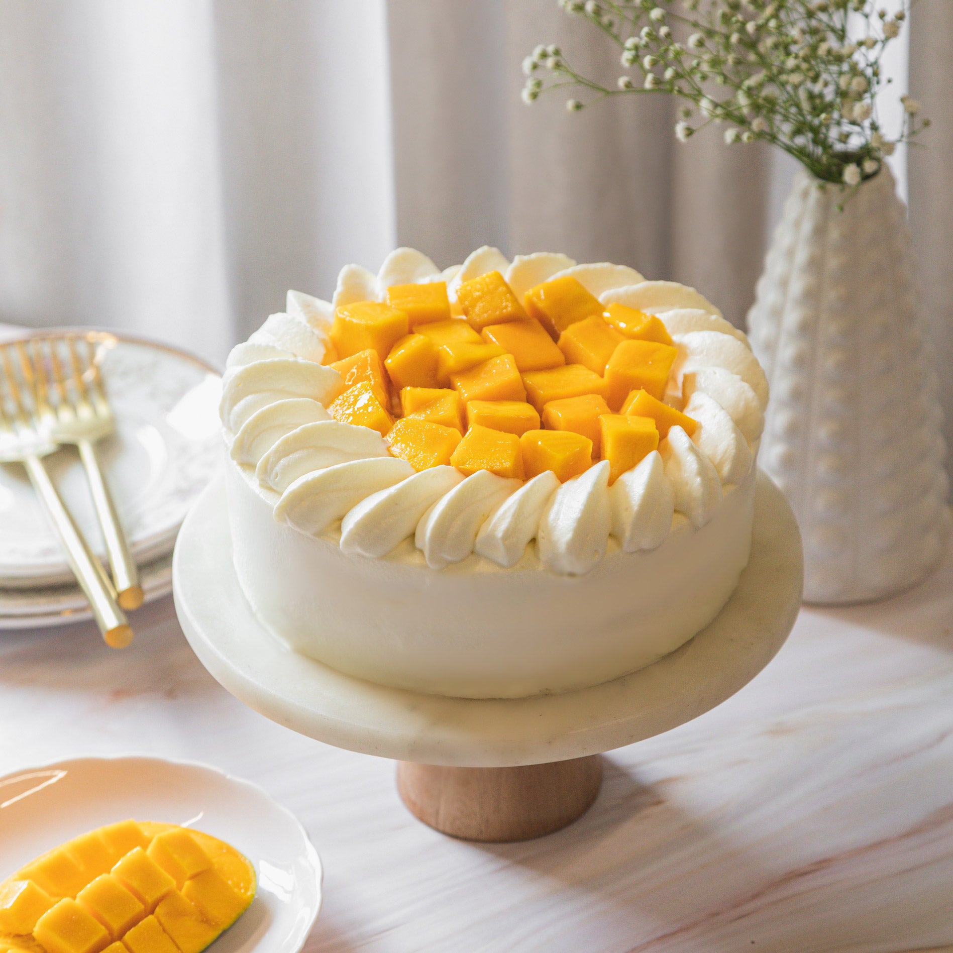 Mango Fresh Cream Cake - Brownsalt Bakery